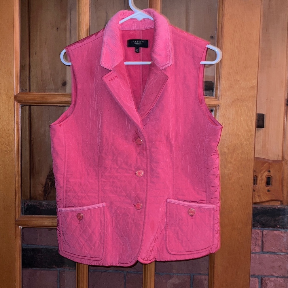 Talbots Petites Pink Vest Size M